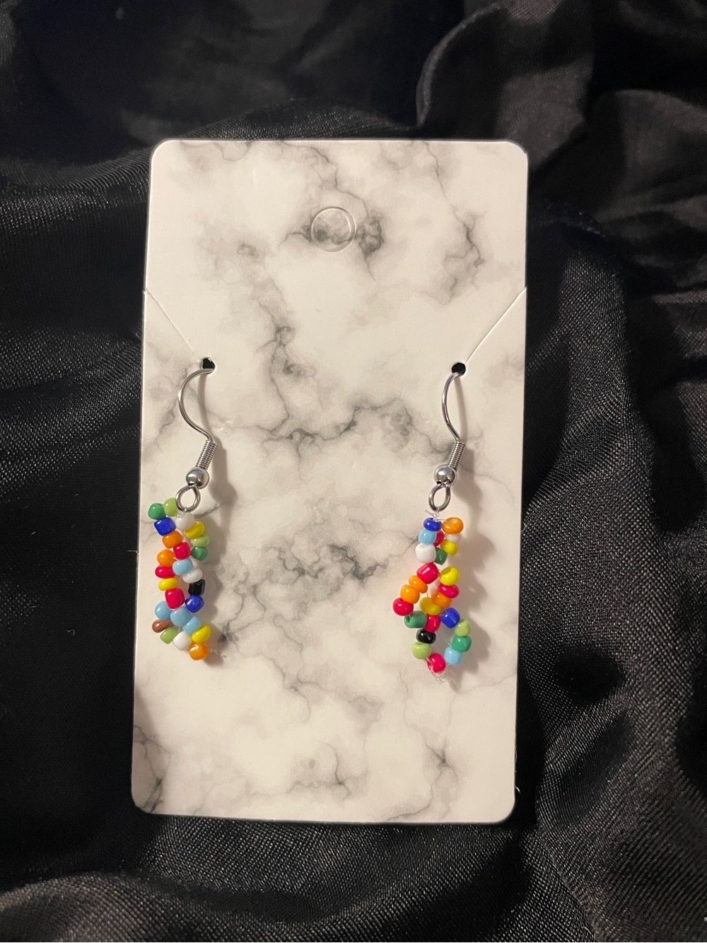 Handmade Multicolor/Rainbow Beaded Dangle Earrings